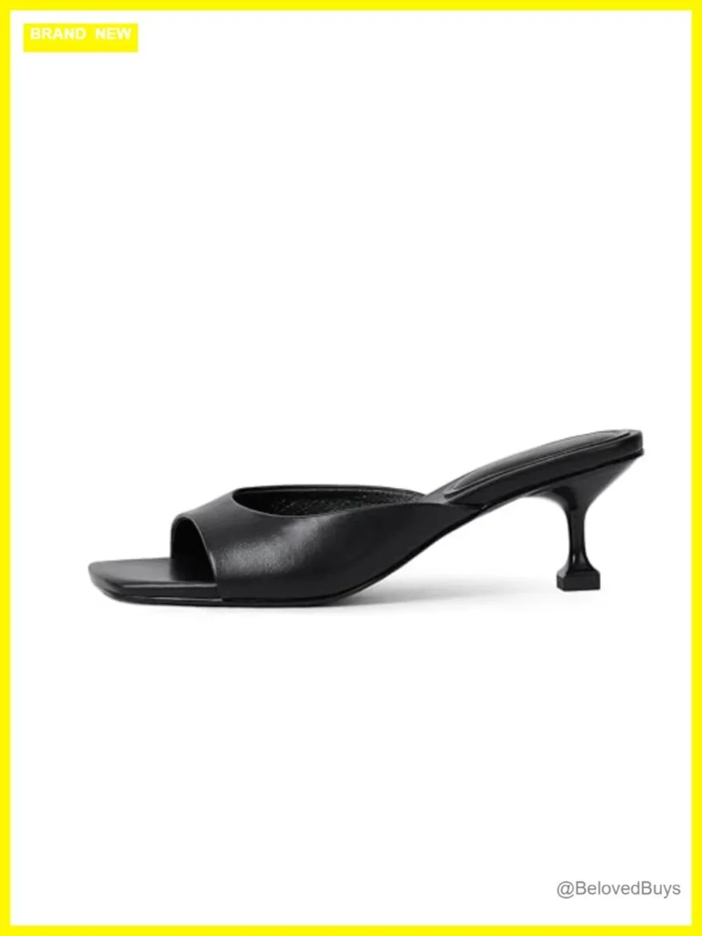 Sequin Kitten Heels Mules Open Toe Faux Leather Slip On Women's Heeled Sandals
